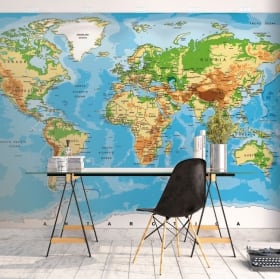 Murales de vinyle pour décorer carte du monde