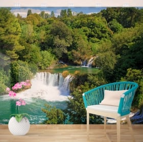 Peintures murales en vinyle cascades nature tropicale