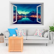 Vinyle fenêtres coucher de soleil en reine norvège 3d