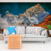 Peintures murales de vinyle mont everest effet mur brisé