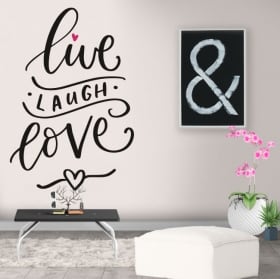 Vinyle décoratif phrase en anglais vivre rire amour
