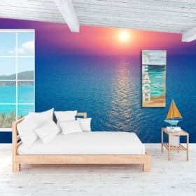 Peintures murales de vinyle coucher de soleil dans l'océan