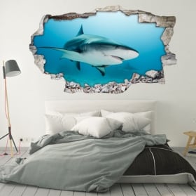 Vinyle décoratif pour les murs requin 3d
