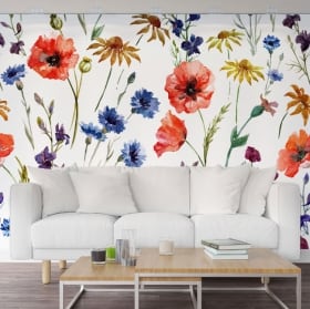 Peintures murales de vinyle avec des fleurs pour décorer