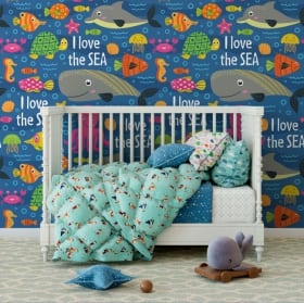 Murales de vinyle pour enfants monde marin