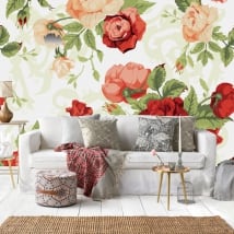 Murales de vinyle roses nature vintage