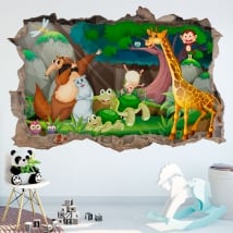 Vinyle décoratif pour enfants animaux heureux 3d