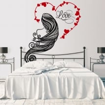 Vinyle les murs silhouette femme coeur amour