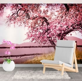 Peintures murales en vinyle arbre fleur de cerisier