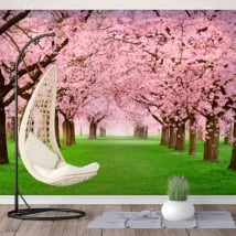 Murales de vinyle des arbres fleurs de cerisier