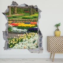 Vinyle et des autocollants jardin fleurs et tulipes 3d