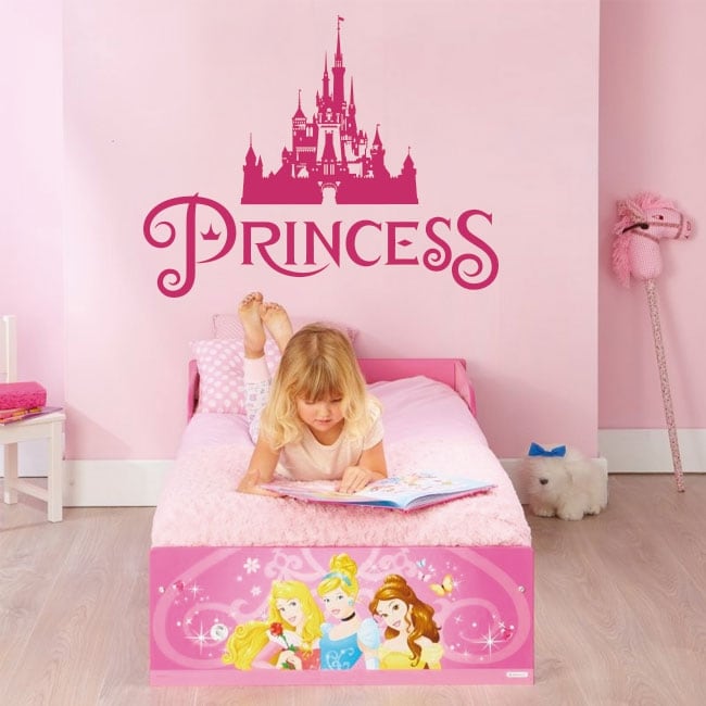 Stickers Château de Princesse avec prénom - Décoration Chambre Fille
