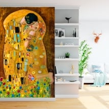 Peintures murales gustav klimt oeuvre d'art le bisou