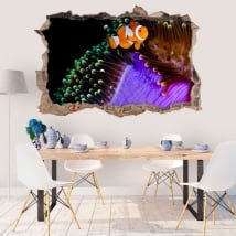 Vinyle murs poisson clown et anémone 3d