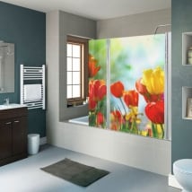 Vinyles pour écrans de salle de bain fleurs tulipes