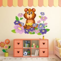 Autocollants en vinyle pour enfants ours et fleurs