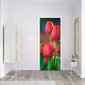 Vinyle et stickers pour portes fleurs tulipes