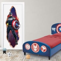 Vinyle pour portes 3d marvel captain america