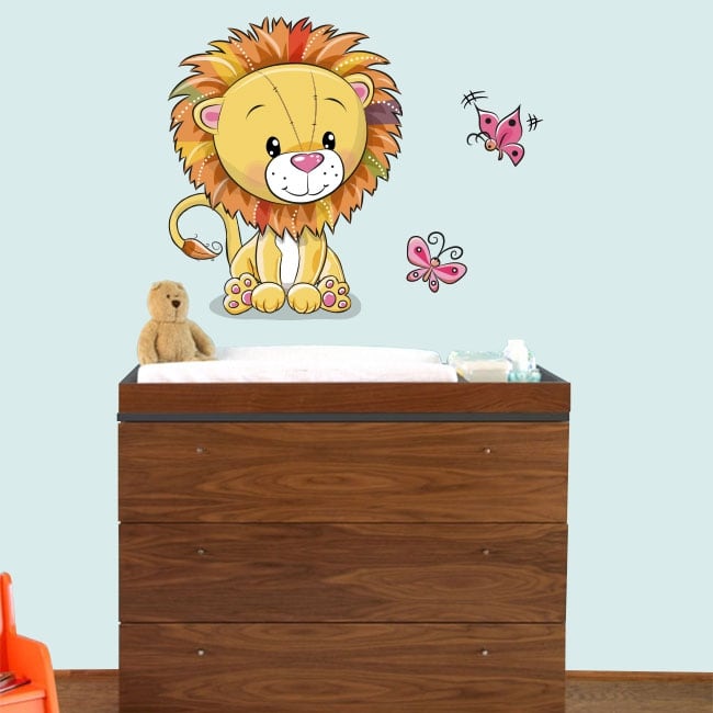 Vinyle Pour Enfants Ou De Bebe Lion Et Papillons