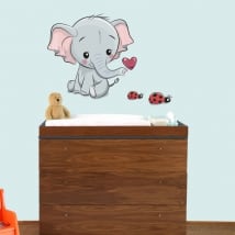 Vinyle les enfants ou bébé éléphants et coccinelles