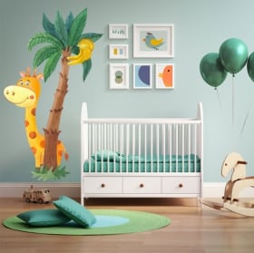 Vinyle pour enfants ou des bébés girafe et palmier aquarelle