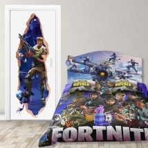 Vinyle pour portes fortnite jeu 3d