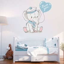 Vinyle pour enfants ou bébé éléphant avec phrase love you