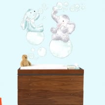 Vinyles pour enfants ou bébés animaux avec des bulles de savon