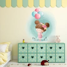 Vinyle décoratif pour enfants fille avec des ballons