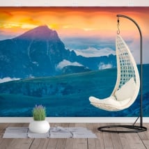 Peintures murales aube montagne seekofel dolimites italie