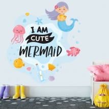 Vinyle décoratif phrase anglaise i am cute mermaid