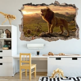 Vinyl mural cassée lion 3D Afrique