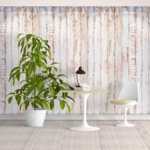 Peintures murales de vinyle effet bois blanc rustique