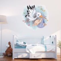 Vinyle décoratif les enfants cigogne pour les bébés