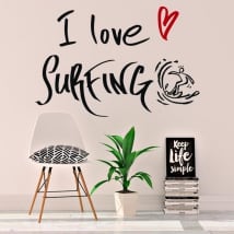 Vinyle décoratif phrases i love surfing