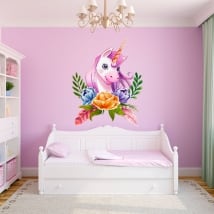 Vinyles et autocollants pour enfants licorne aquarelle