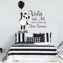 Vinyles phrases en catalan l'ours panda vole haut