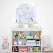 Vinyles et autocollants bébé éléphant avec papillon