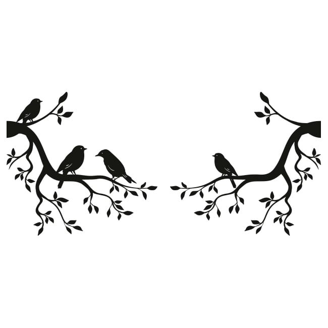 Sticker branches d'arbre et oiseaux pas cher - Stickers Nature