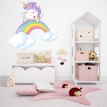 Autocollants en vinyle pour enfants licorne et arc-en-ciel