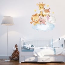 Vinyle et autocollants pour enfants animaux dans le nuage