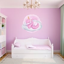 Autocollants en vinyle pour enfants licorne nuage