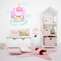 Vinyle et autocollants pour enfants licorne dans les nuages