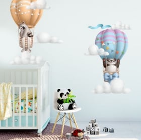 Vinyle et autocollants pour enfants panda et raton laveur en ballon