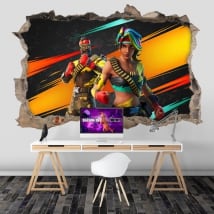 Vinyle adhésif 3d mur de trou jeu vidéo fortnite