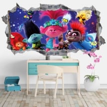 Autocollants en vinyle mur de trou 3d trolls