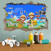 Autocollants en vinyle 3d super mario bros maker 2