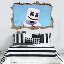 Vinyles et autocollants jeu vidéo fortnite marshmello 3d