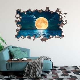 Vinyl mural 3D lune et étoiles