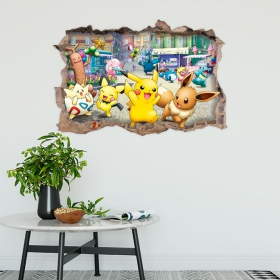 Autocollants pokemon trou 3d